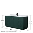 thumbnail image 5 of Wyndham Collection Miranda 66" Veneer Wood Single Bathroom Vanity in Green/Black, 5 of 6