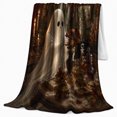 thumbnail image 2 of Sepia-Toned Vintage Ghost Holding Bouquet Mysterious Painterly Art, Festive Halloween Scene, Warm Flannel Blanket for Living Room and Family Room, Art Lovers Halloween Gift, Festive Home Decor, 2 of 9
