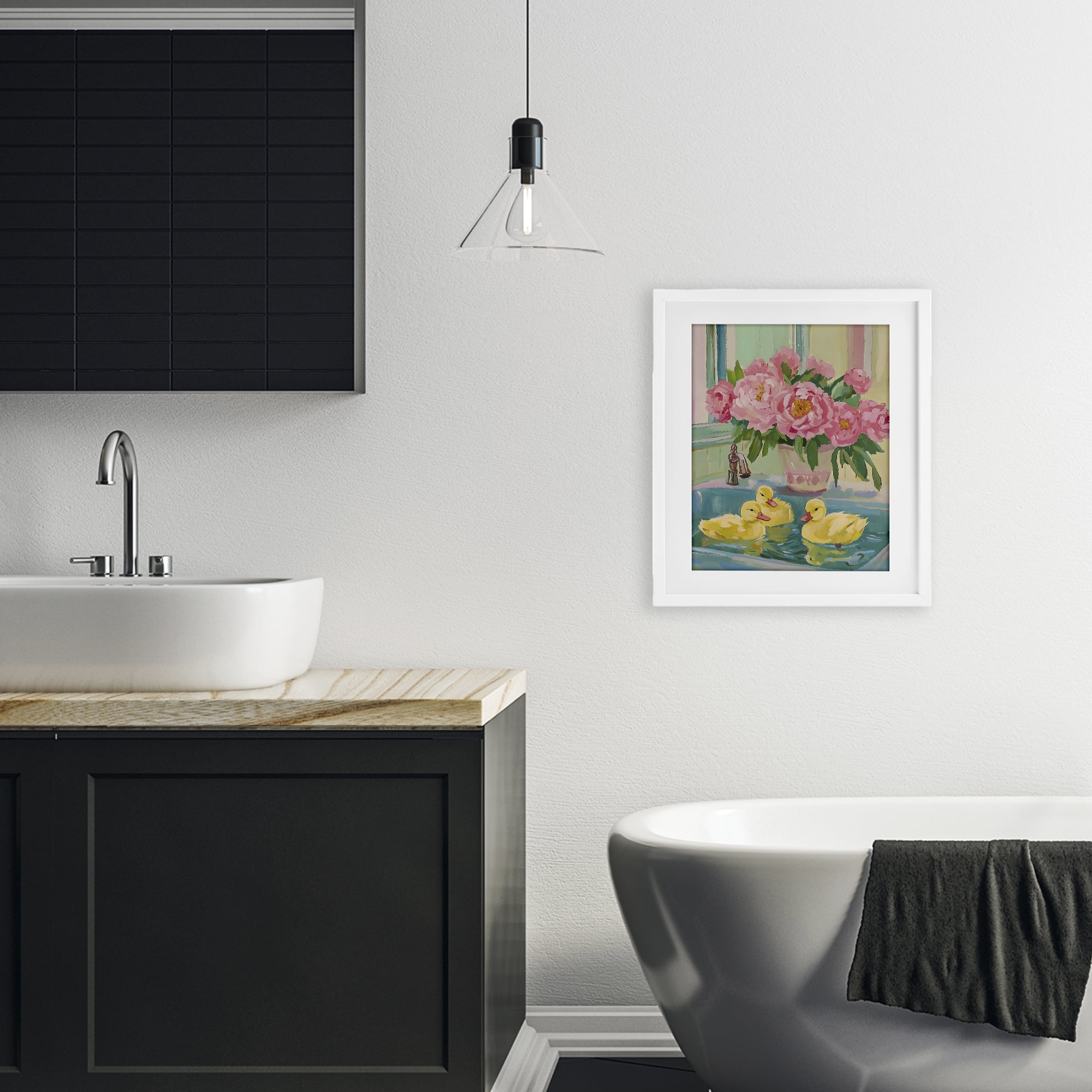 Stupell Industries Ducks in Sink Bath White Framed Print Under Glass, design by The Prints Vibe