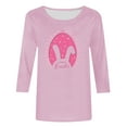 thumbnail image 4 of Midsumdr Easter Tops for Women Trendy Easter Spring Summer Round Neck 3/4 Sleeve Soft Blouse Tops Easter Eggs Cute Bunny Printed Loose Fit Tops, 4 of 4