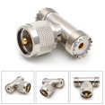 thumbnail image 2 of 1-Pack PL-259 UHF Triple Tee Connector UHF Male PL259 to Dual UHF Female SO239 Adapter RF Coaxial Connector UHF T Shape, 2 of 4