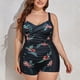 thumbnail image 2 of Traje de baño de una pieza Prolriy para mujer, talla grande, nuevo, estampado, vintage, de verano, para aguas termales, color negro, talla L, 2 of 8