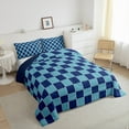 thumbnail image 3 of Feelyou Fashion Blue Buffalo Full Size Comforter Sets, Chic Check Plaid Bedding Comforter Set, Teens Kids Boys Girls Reversible Bedding Sets, Luxury Bedroom Decor, 3-Piece, 3 of 8