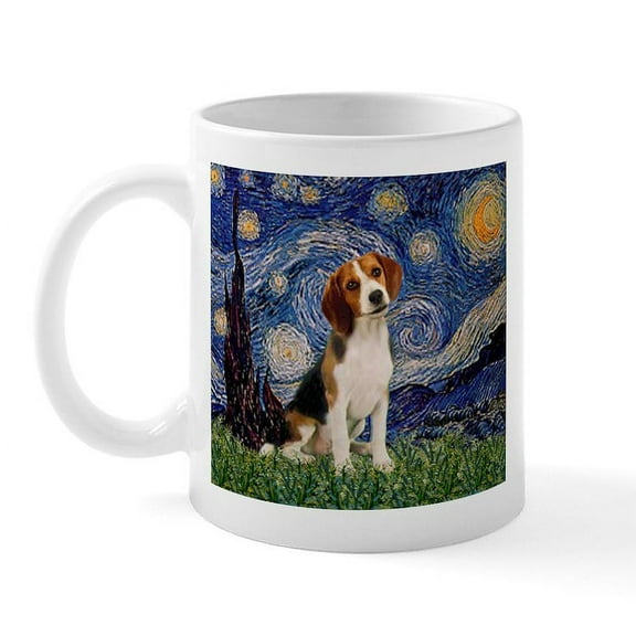 CafePress - Starry Night / Beagle Mug - 11 oz Ceramic Mug - Novelty Coffee Tea Cup