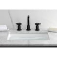 thumbnail image 3 of Kingston Brass KS1410RKZ Wendell Widespread Bathroom Faucet with Knurled Handle and Push Pop-Up Drain, Matte Black, 3 of 7