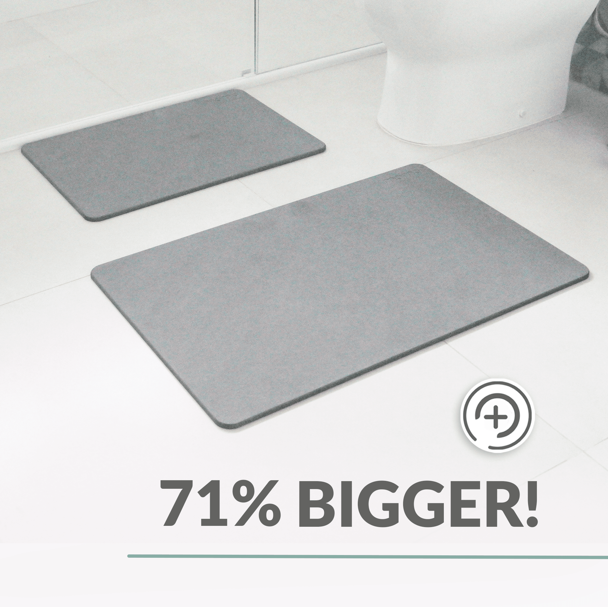 Momo Lifestyle Large Stone Bath Mat Minimalist Natural Gray Diatomaceous Earth Bath Rugs, 32" x 20"