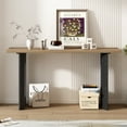 thumbnail image 2 of 59" Console Table,Wooden Sofa Table Entryway Table with Distinctive Round Hollow Legs for Hallway, Entrance, Living Room, Bedroom,Natural, 2 of 7