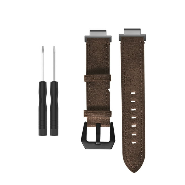Bracelet de Montre en Cuir Brun Fait à la Main avec Texture Rétro et Boucle en Acier Inoxydable - Bracelet de Remplacement Ajustable pour Garmin Forerunner 220/230/235/620/630/735XT - Durable, Facile à Installer avec