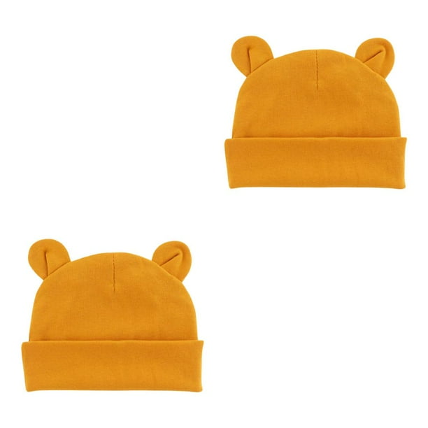 Sonducket Sombrero de bebé sólido mantener elástico multifuncional niñas niño sombreros accesorios infantiles niños gorras de niño otoño amarillo jengibre 2Conjunto