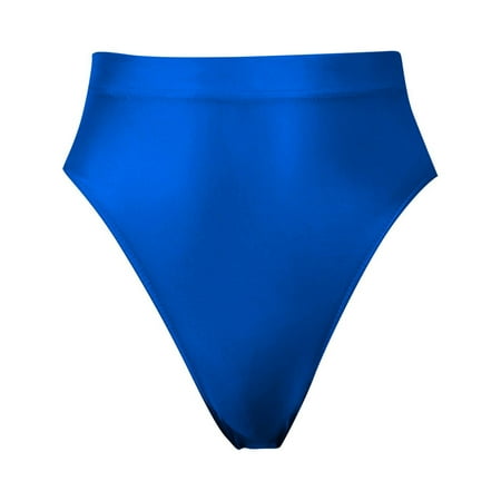 

CLZOUD Plus Size Cheeky Underpants Blue Nylon Spandex Super High Waist Smooth Thong Trousers T Pants Thin Transparent Popular Xxl