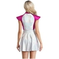thumbnail image 2 of Zaldita Womens Space Alien Costume Glitter Astronaut Robot Cosplay Outfit Flared A-line Mini Dresses Hot Pink L, 2 of 7