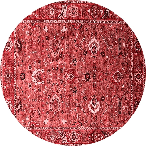 Ahgly Company Indoor Round Oriental Red Industrial Area Rugs, 7' Round