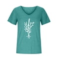 thumbnail image 4 of Zpanxa Womens Summer Tops Trendy Casual Print V-Neck Short Sleeve T Shirt Pullover Tops Lightweight Cute Blouse Pullover Sky Blue L, 4 of 5