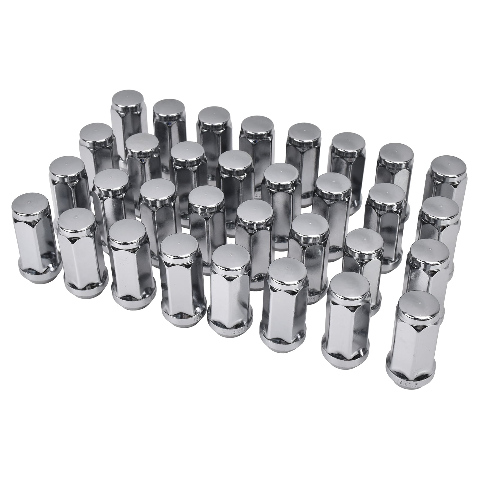 Hex Autoparts 32PCS 14x1.5 Chrome Lug Nuts for Chevrolet GMC Silverado Sierra 2500 HD 1999-2023