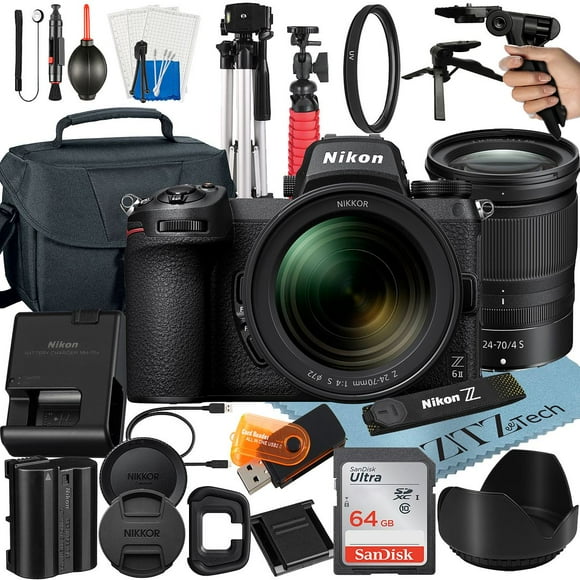 Nikon Z6 II Mirrorless Camera Bundle with NIKKOR Z 24-70mm f/4 S Lens + 64 GB SanDisk Card + Case + Tripod + ZeeTech Accessory