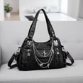 thumbnail image 5 of HUISZJ PU Leather Shoulder Bag, Large Capacity Crossbody Bag with Adjustable Strap, Y2k Messenger Bag for Women Work Shopping Travel (Black), 5 of 6