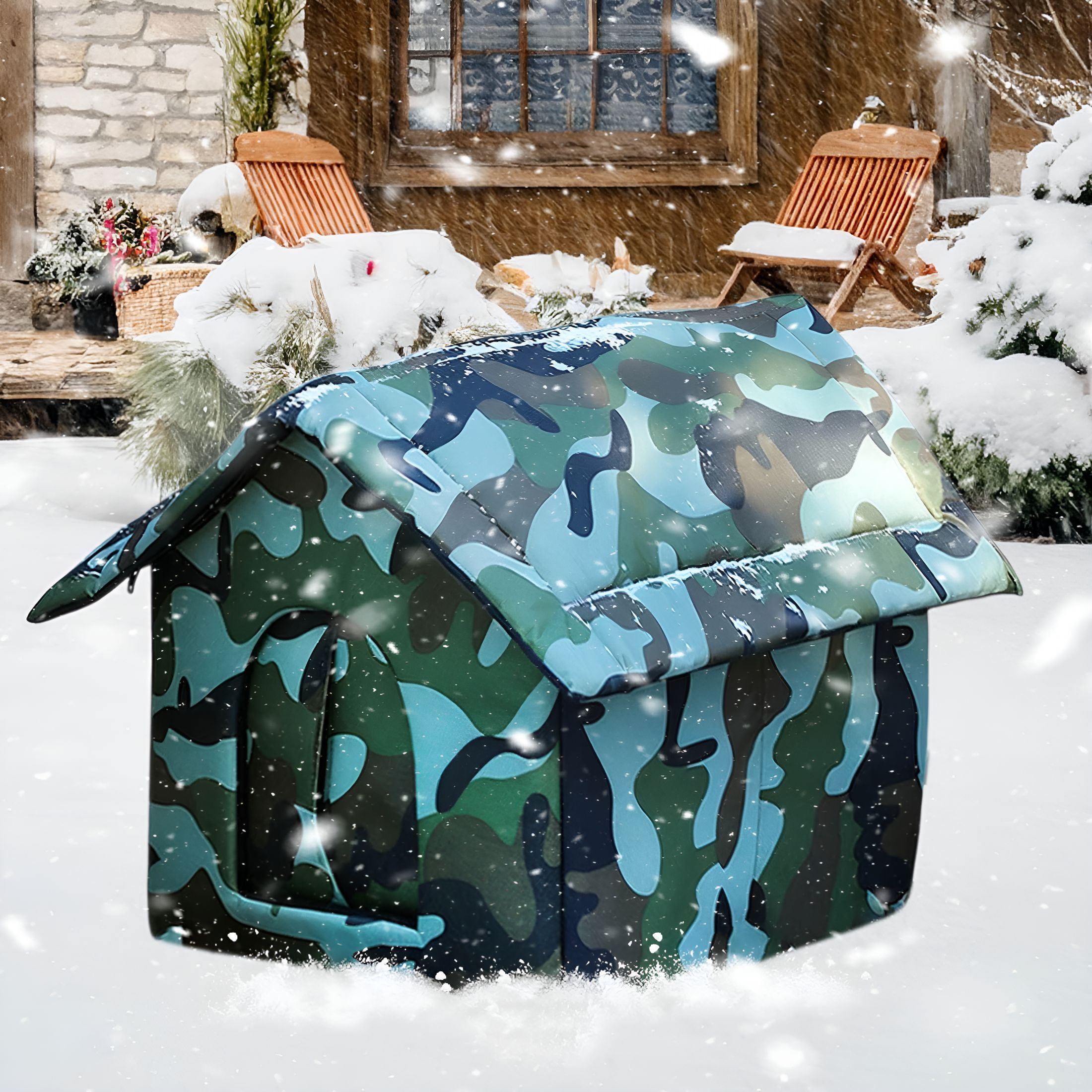 XIBUFE Insulated Outdoor Cat Shelter for Winter - Waterproof Feral Cat House with Thermal Warmth, Weatherproof Stray Pet Shelter with Foldable Design and Easy Clean Interior