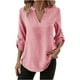 thumbnail image 3 of Tops para mujer,Camiseta de manga larga con cuello en V para mujer, informal, de color liso, de imitación de tela, cómoda para el hogar y el uso diario, sopatenor, 3 of 9