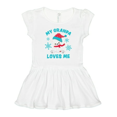 

Inktastic Polar Bear My Granpa Loves Me in Santa Hat with Snowflakes Gift Toddler Girl Dress