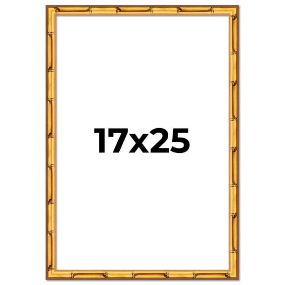 17x25 Frame Gold Bamboo Solid Wood Picture Frame | 1 Inch Moulding Width | Interior Frame Depth