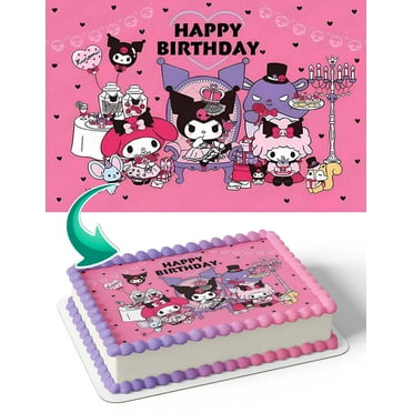 My Melody and Kuromi Edible Cake Image Topper Birthday Photo Icing Fondant Decoration Print 1/4 Sheet