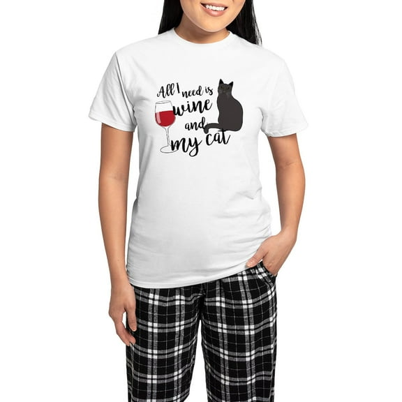 CafePress - All I Need Is Wine And My C Women's Light Pajamas - Women's Short Sleeve Print T-Shirt and Pants Light Cotton Pajama Set