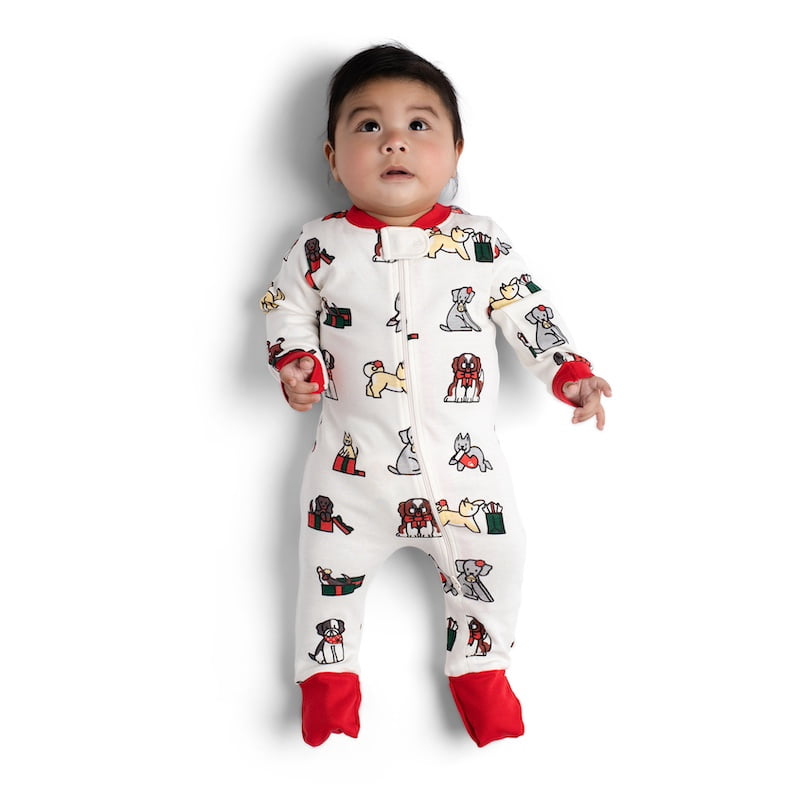 M+A by Monica + Andy Gender Neutral Baby Christmas Organic Cotton One Piece Pajamas and Bib Set, 2-Piece, Sizes 0M-24M