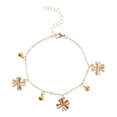 thumbnail image 1 of Tobillera de aleación delicada con cascabeles de trébol de cuatro hojas, joyería de playa de verano, tobillera ajustable, decoración para mujeres y niñas, 1 of 7