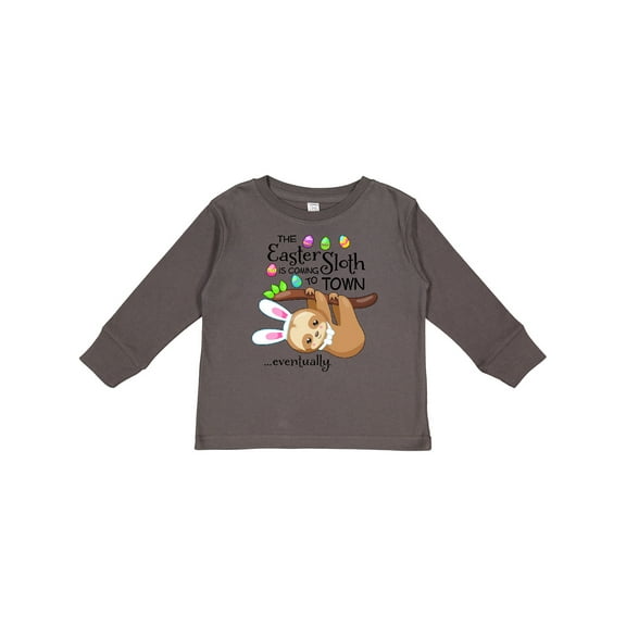 Inktastic Easter Sloth with bunny ears- funny Boys or Girls Long Sleeve Toddler T-Shirt