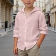 thumbnail image 2 of Krdevn Boys Solid Color Hooded Button-Down Shirt Lightweight Cotton Long Sleeve for Kids Daily Casual Wear School Outdoor Activities Size:4-5 Years, 2 of 4