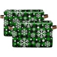 thumbnail image 2 of Snowflake Green Plaid Storage Basket with Handles Collapsible Storage Bins Canvas Fabric Storage Organizer for Shelves Closet Bedroom Living Room 1Pack Decor Gifts, 2 of 7