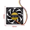 thumbnail image 2 of 3 ventiladores de refrigeración sin escobillas de CC para PC, carcasa de ordenador, 70 x 70 mm, 12 V, 3 pines, color negro, 2 of 8