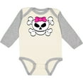 thumbnail image 3 of Inktastic Skull with Bow Girls Long Sleeve Baby Bodysuit, 3 of 5