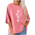 thumbnail image 7 of Jsaierl 3/4 Sleeve Cotton Linen Womens Tops Plus Size Round Neck Shirts Boho Print Ladies Blouses Work Holiday Tunic Top S-2XL, 7 of 7