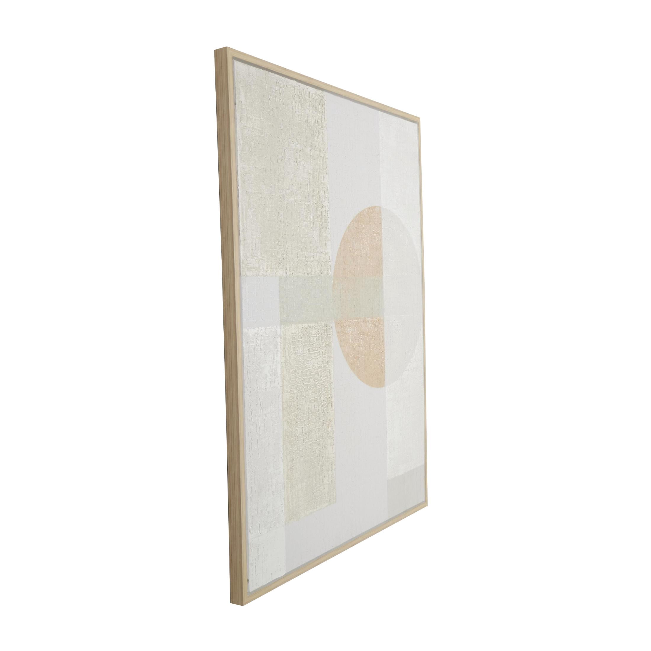 36" x 47" Mid Century Modern Shape Geometric Framed Wall Art with Pink and Sage Accents, by DecMode