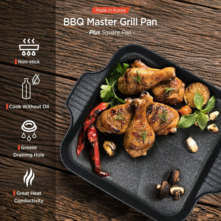 Grilling Pan for Stove Top, Korean BBQ Grill Pan Korean Barbecue Grill Oil  Hole Design Easy to Clean BBQ Plate Resistant Double Layer Korean BBQ Grill