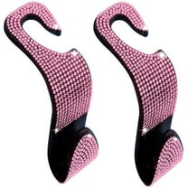 2 Pack Car Seat Headrest Hook, Bling Car Hooks Front Seat, Back Seat Organizer Hanger Storage Hook Car Purse Hook for Bags, Clothes, Coats, Grocery Bags (Pink)