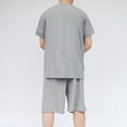 thumbnail image 6 of mihongmao Summer Two Piece Sets for Men Casual Outfits Men's Solid Color Pocket Full Open Short Sleeve Round Neck T-Shirt with Elastic Waist Shorts Sets Gray M, 6 of 7