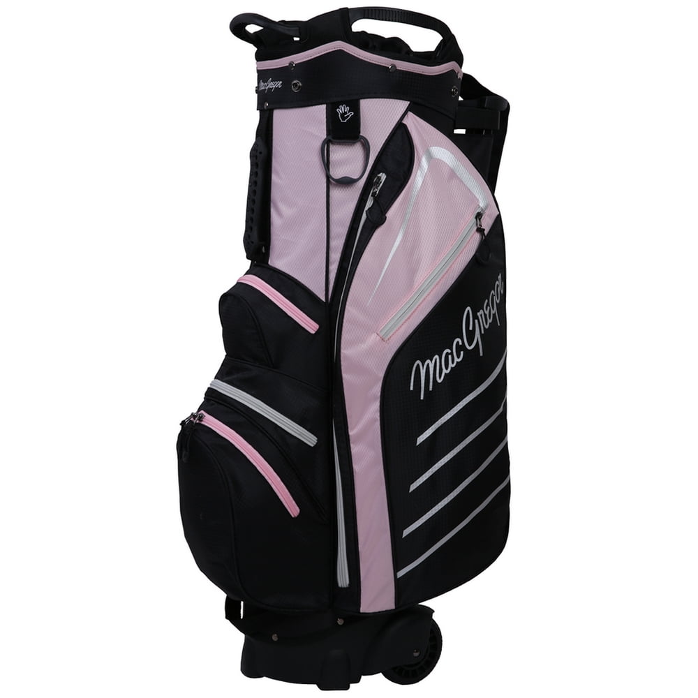 MacGregor Golf VIP Ladies Cart Bag with Built In Wheels / Handle, 14 Way Divider, Black/Pink