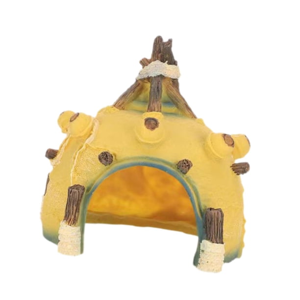 Decoración de acuario, estatua multifunción, decoración para cría de bettas domésticos. Amarillo