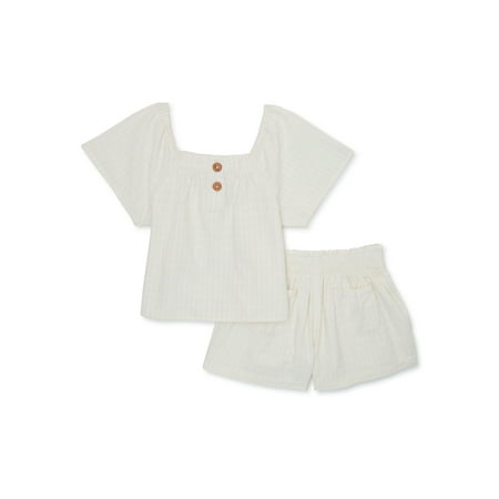 

easy-peasy Baby and Toddler Girls Henley Short Sleeve Top and Shorts Sizes 12 Months - 5T