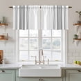 thumbnail image 2 of Grey Striped Tier Curtains, Modern White Striped Abstract Art Aesthetics Light Filtering Kitchen Curtains, 2Pcs Rod Pocket Half Window Treatments Panels for Sink Cafe Cabinet Camper 27.5x24 Inches, 2 of 9