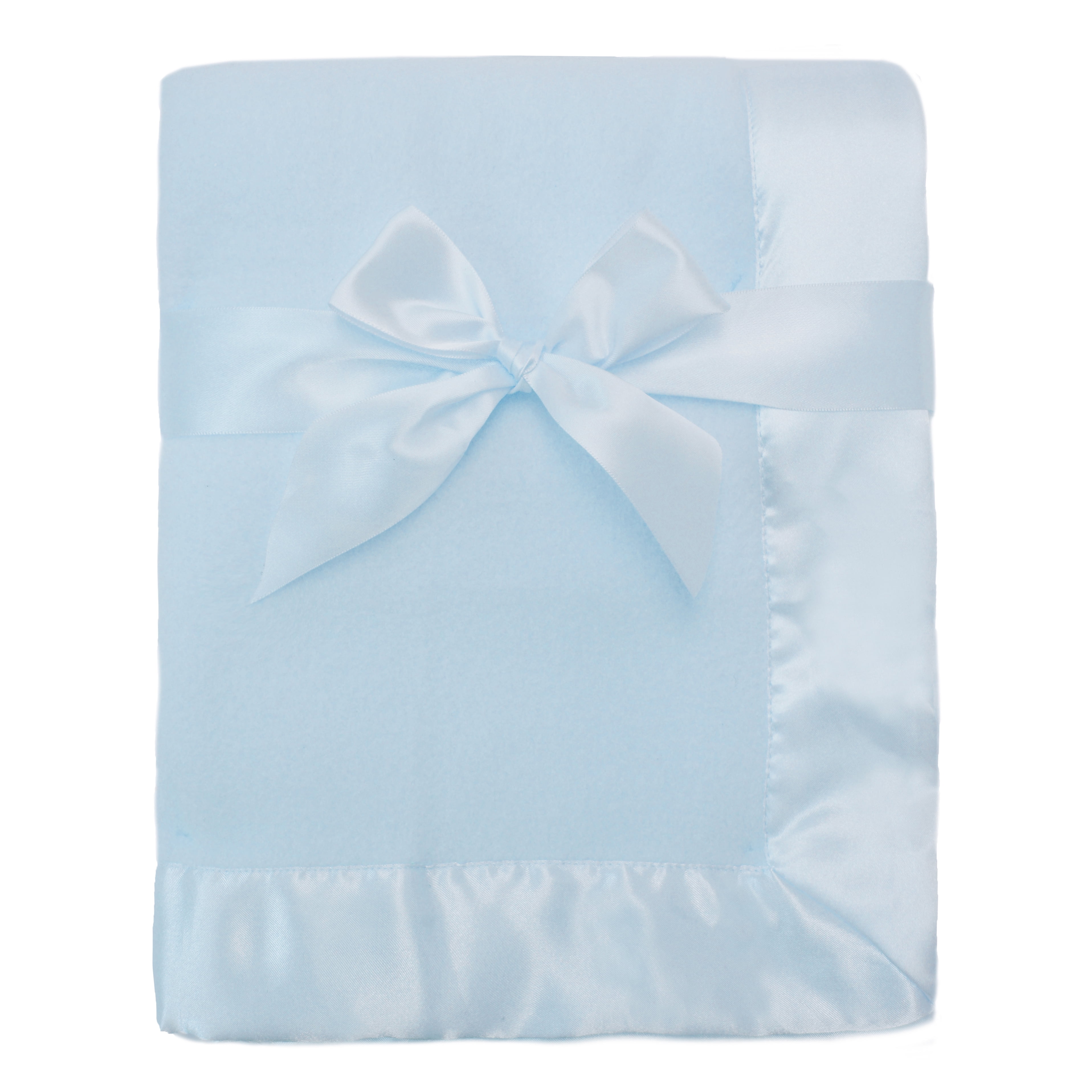 Solid Blue and Trucks Play Zone Reversible Satin Baby Blanket 30x40