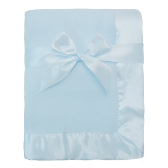 TL Care Fleece Blanket with Silk-Like Satin Trim, Soft, Warm & Cozy, Blue, 30" x 40" for Boys and Girls, Perfect for Baby Carrier, Stroller, Travel and Gifting