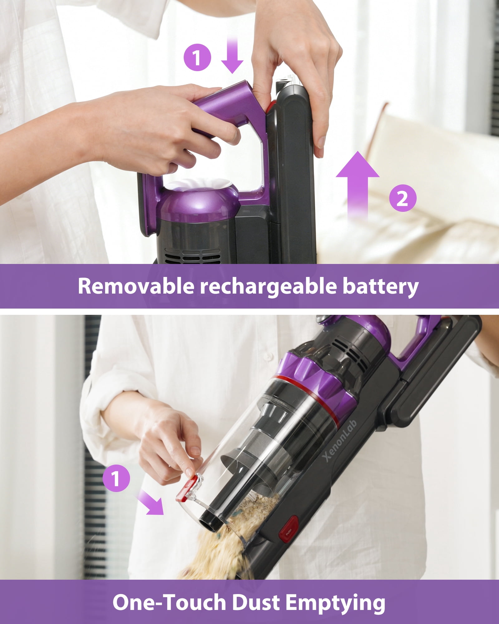 Cordless Vacuum Cleaner,55KPa/75 Mins Runtime with Auto Mode & 3 Speeds,Touch Screen Rechargeable Stick Vacuums for Pet Hair,Carpet,Hard Floor