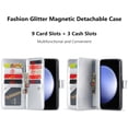 thumbnail image 3 of for Samsung Galaxy S23 FE Case, Detachable  for Galaxy S23 FE Case Wallet with Card Holder Kickstand Wrist Strap Women Men Glitter PU Leather Flip Case for Samsung S23 FE, Silver, 3 of 11