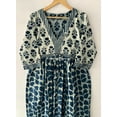 thumbnail image 4 of Indigo Dabu Work Block Printed Cotton Dress,Floral Dress,Cotton Block Print Dress, Long Dressing Gown,Indian Cotton Dress, 4 of 9