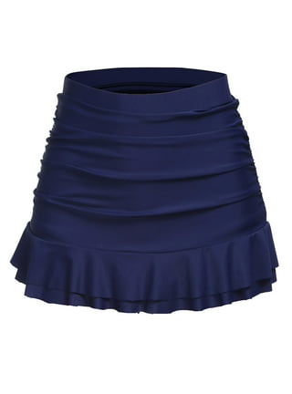 Swim Skirt Bottoms for Women Women's Solid Shirred High Waist Layered  Ruffle Hem Flared Mini Skirt Trouser Spanking Skirts 