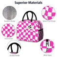 thumbnail image 4 of Pink and White Wavy Checkered Pattern Insulated Leakproof Lunch Box for Work, Lunch Bag for Women Men, Loncheras Para Mujer for Beach Travel Picnic Camping, 4 of 6