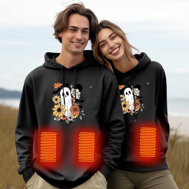 Sudadera con capucha de manga larga, informal, para exteriores y chaquetas, unisex, con calefacción, recargable por USB, sudadera térmica, lavable, para hombre y mujer, abrigo para mujer